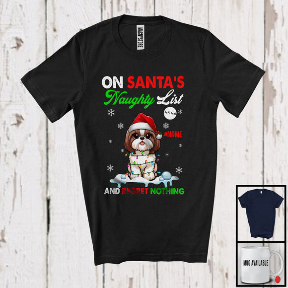 MacnyStore - Personalized On Santa's Naughty List; Lovely Christmas Custom Name shih Tzu Owner T-Shirt