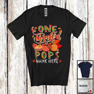 MacnyStore - Personalized One Thankful Pops, Lovely Thanksgiving Plaid Pumpkin Coffee, Custom Name Family T-Shirt