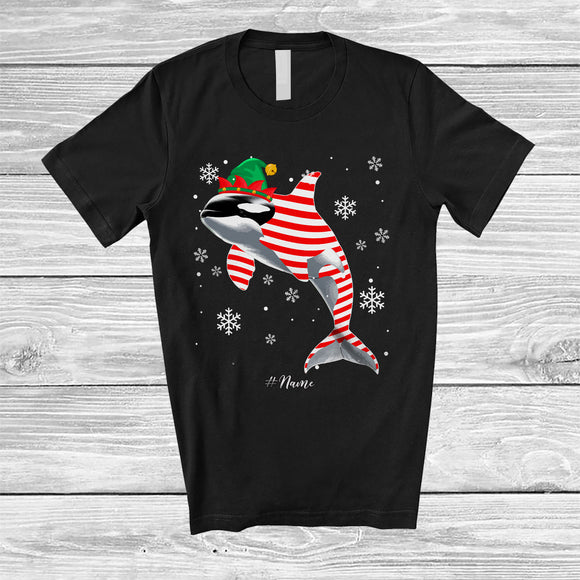 MacnyStore - Personalized Orca Candy Canes Cosplay; Lovely Christmas Custom Name Elf Orca; Sea Animal T-Shirt