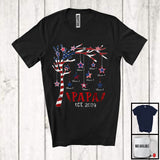 MacnyStore - Personalized Papa Est 2024, Lovely 4th Of July Custom Name Son Daughter On Tree, Family Patriotic T-Shirt