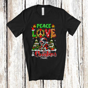 MacnyStore - Personalized Peace Love And Christmas; Fantastic Custom Name Farmer Santa Cow; Farm T-Shirt