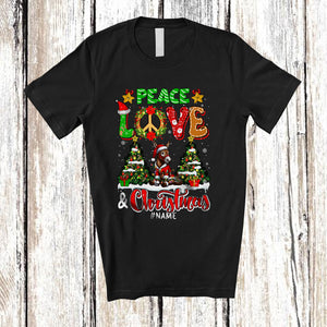 MacnyStore - Personalized Peace Love And Christmas; Fantastic Custom Name Farmer Santa Mule; Farm T-Shirt