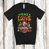 MacnyStore - Personalized Peace Love And Christmas; Fantastic Custom Name Farmer Santa Pig; Farm T-Shirt