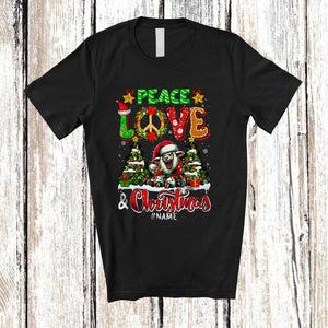 MacnyStore - Personalized Peace Love And Christmas; Fantastic Custom Name Farmer Santa Sheep; Farm T-Shirt