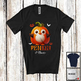 MacnyStore - Personalized Penkin; Scary Halloween Cosplay Animal; Custom Name Penguin Pumpkin Face T-Shirt