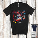 MacnyStore - Personalized Persian Cat Riding Firecracker, Lovely 4th Of July USA Flag Custom Name, Kitten Owner T-Shirt