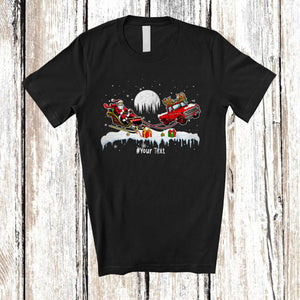 MacnyStore - Personalized Pickup Truck Sledding Santa Sleigh; Amusing Christmas Sweater Custom Name Driver T-Shirt