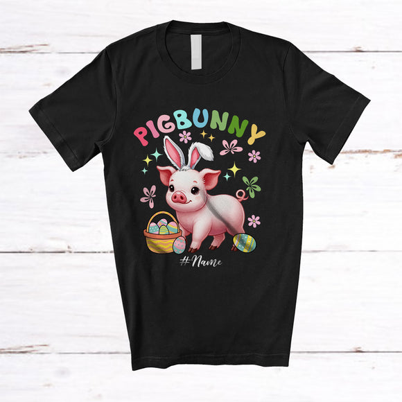 MacnyStore - Personalized Pigbunny; Awesome Easter Custom Name Pig Bunny; Eggs Flowers Farmer T-Shirt