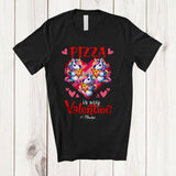 MacnyStore - Personalized Pizza is my Valentine; Lovely Unicorn Eating Pizza Hearts; Custom Name Single T-Shirt