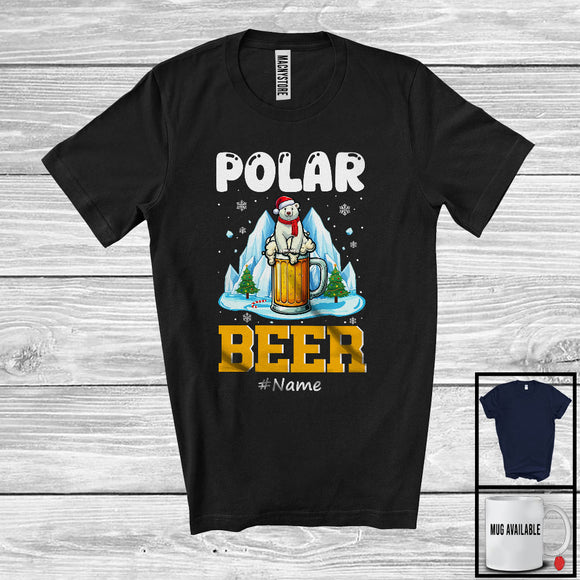 MacnyStore - Personalized Polar Beer; Amazing Christmas Polar Bear Drinking Beer; Custom Name Drunker T-Shirt