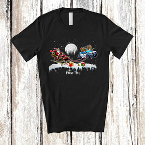 MacnyStore - Personalized Police Car Sledding Santa Sleigh; Amusing Christmas Sweater Custom Name Driver T-Shirt