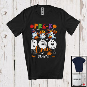 MacnyStore - Personalized Pre-K Boo Crew; Lovely Halloween Ghost; Custom Name Students Teacher T-Shirt