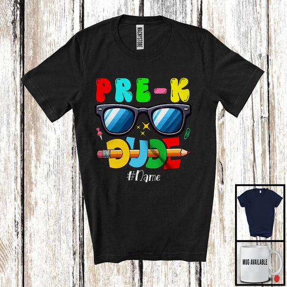 MacnyStore - Personalized Pre-K Dude; Happy Back To School Sunglasses Custom Name; Boys Students T-Shirt