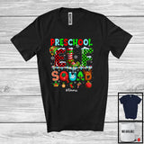 MacnyStore - Personalized Preschool Elf Squad; Colorful Christmas Lights Plaid Elf; Custom Name Teacher Family T-Shirt