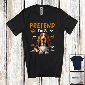 MacnyStore - Personalized Pretend I'm A Basset Hound; Humorous Halloween Custom Name Dog Owner T-Shirt