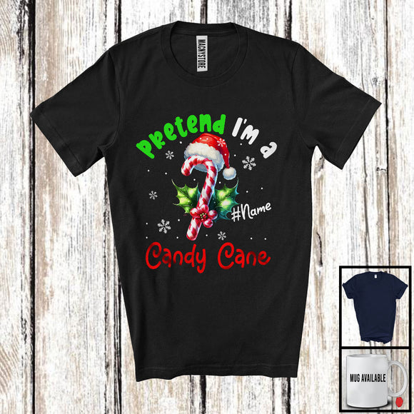 MacnyStore - Personalized Pretend I'm A Candy Cane Crew; Lovely Christmas Custom Name Santa Snowing T-Shirt