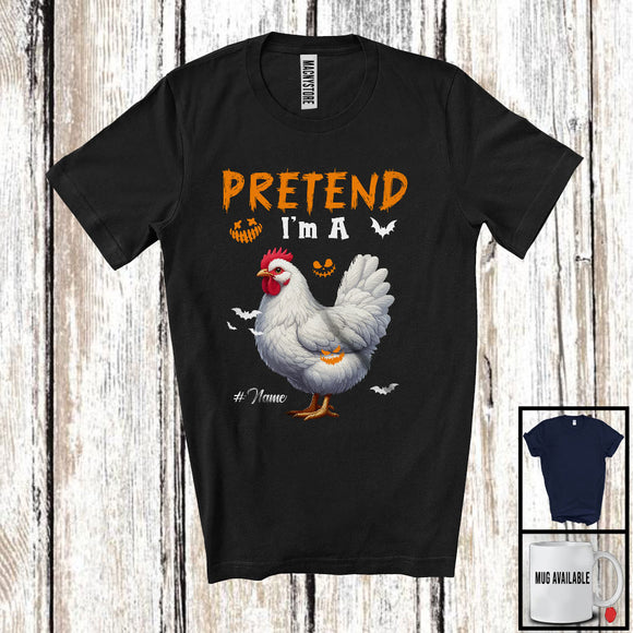 MacnyStore - Personalized Pretend I'm A Chicken; Humorous Halloween Custom Name Farm Animal; Farmer T-Shirt