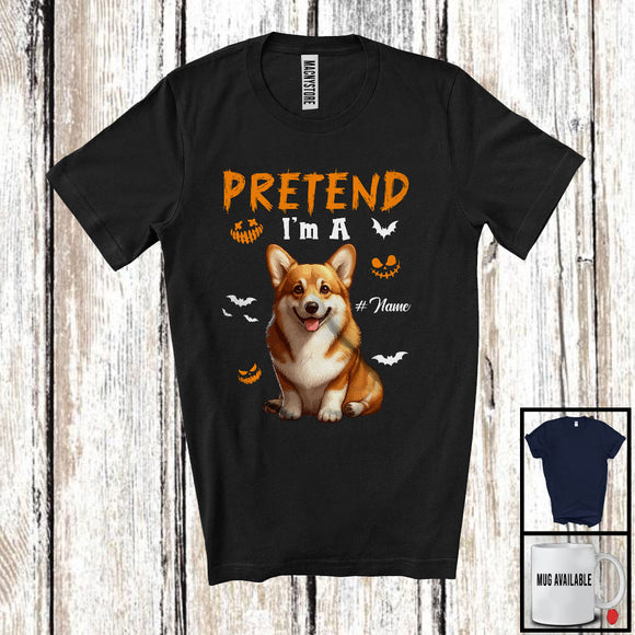 MacnyStore - Personalized Pretend I'm A Corgi; Humorous Halloween Custom Name Dog Owner T-Shirt