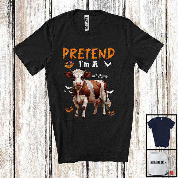 MacnyStore - Personalized Pretend I'm A Cow; Humorous Halloween Custom Name Farm Animal; Farmer T-Shirt