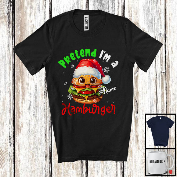 MacnyStore - Personalized Pretend I'm A Hamburger Crew; Lovely Christmas Custom Name Santa Snowing T-Shirt