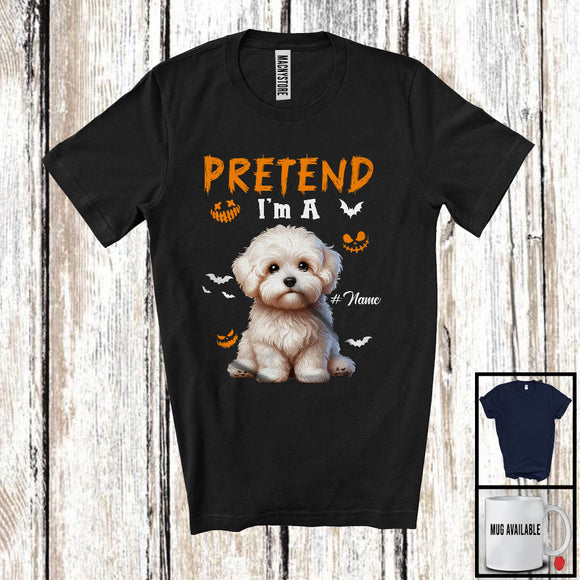 MacnyStore - Personalized Pretend I'm A Maltipoo; Humorous Halloween Custom Name Dog Owner T-Shirt