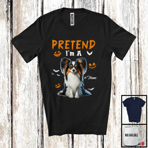 MacnyStore - Personalized Pretend I'm A Papillon; Humorous Halloween Custom Name Dog Owner T-Shirt