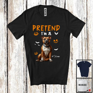 MacnyStore - Personalized Pretend I'm A Pit Bull; Humorous Halloween Custom Name Dog Owner T-Shirt