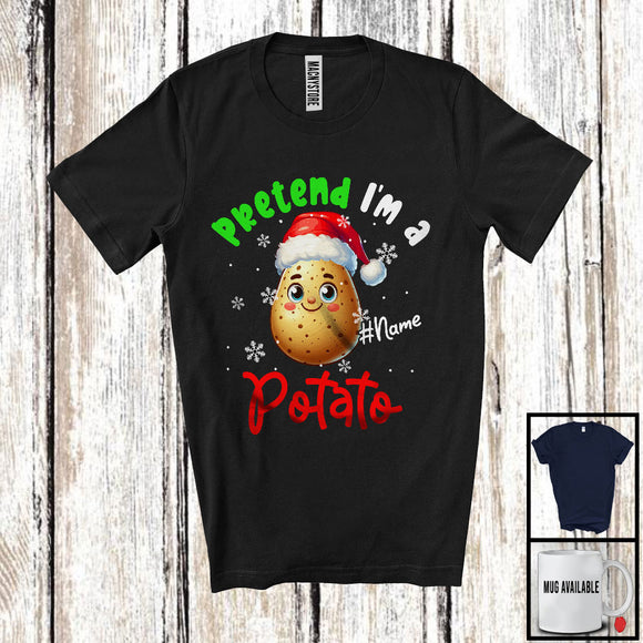 MacnyStore - Personalized Pretend I'm A Potato Crew; Lovely Christmas Custom Name Santa Snowing T-Shirt