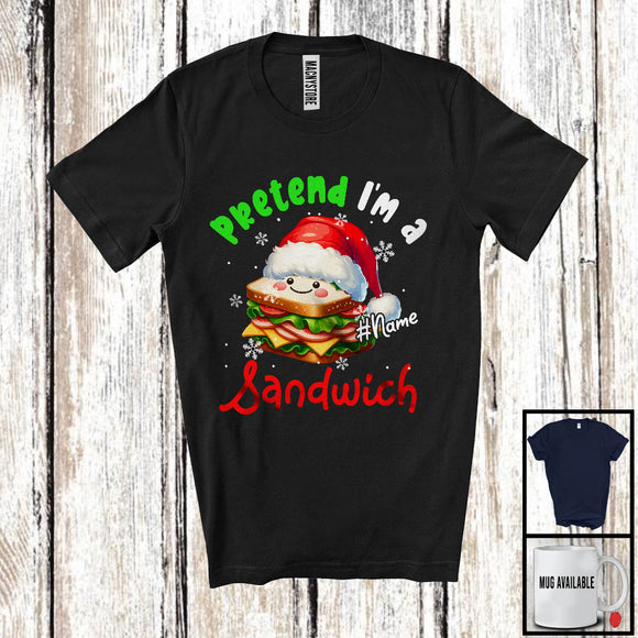 MacnyStore - Personalized Pretend I'm A Sandwich Crew; Lovely Christmas Custom Name Santa Snowing T-Shirt