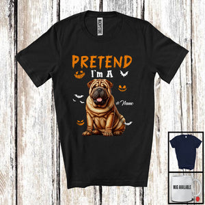 MacnyStore - Personalized Pretend I'm A Shar Pei; Humorous Halloween Custom Name Dog Owner T-Shirt