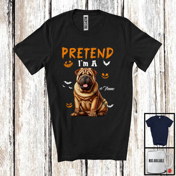 MacnyStore - Personalized Pretend I'm A Shar Pei; Humorous Halloween Custom Name Dog Owner T-Shirt