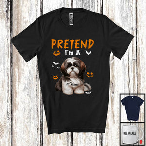 MacnyStore - Personalized Pretend I'm A Shih Tzu; Humorous Halloween Custom Name Dog Owner T-Shirt