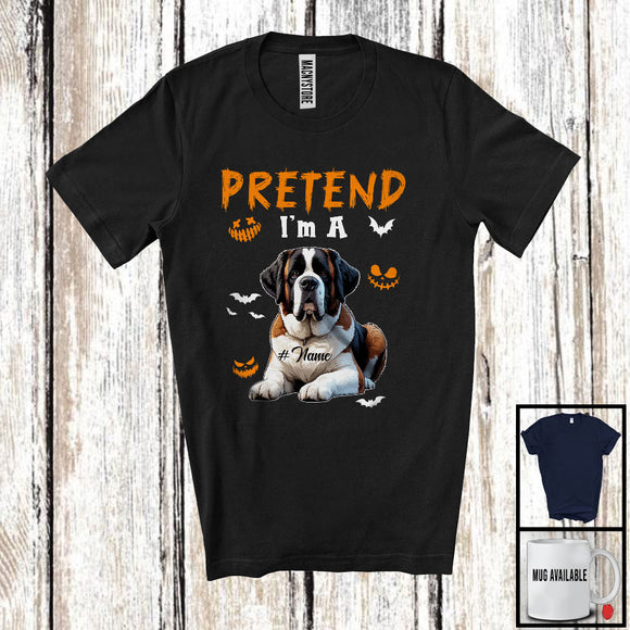 MacnyStore - Personalized Pretend I'm A St. Bernard; Humorous Halloween Custom Name Dog Owner T-Shirt