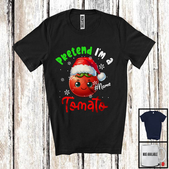 MacnyStore - Personalized Pretend I'm A Tomato Crew; Lovely Christmas Custom Name Santa Snowing T-Shirt