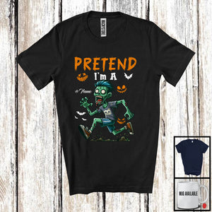 MacnyStore - Personalized Pretend I'm A Zombie; Humorous Halloween Custom Name Pirate; Family Group T-Shirt