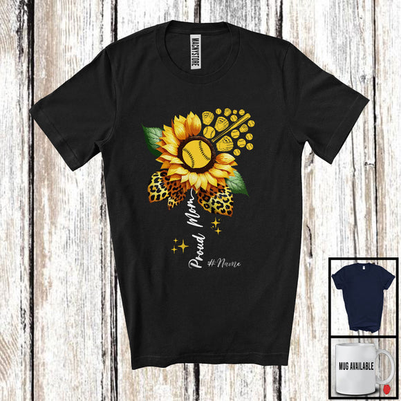 MacnyStore - Personalized Proud Mom; Awesome Mother's Day Sunflower; Custom Name Baseball Player T-Shirt