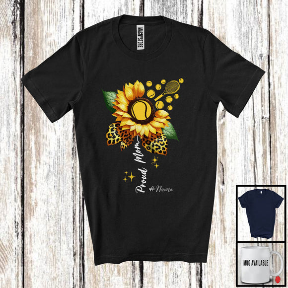 MacnyStore - Personalized Proud Mom; Awesome Mother's Day Sunflower; Custom Name Tennis Player Family T-Shirt