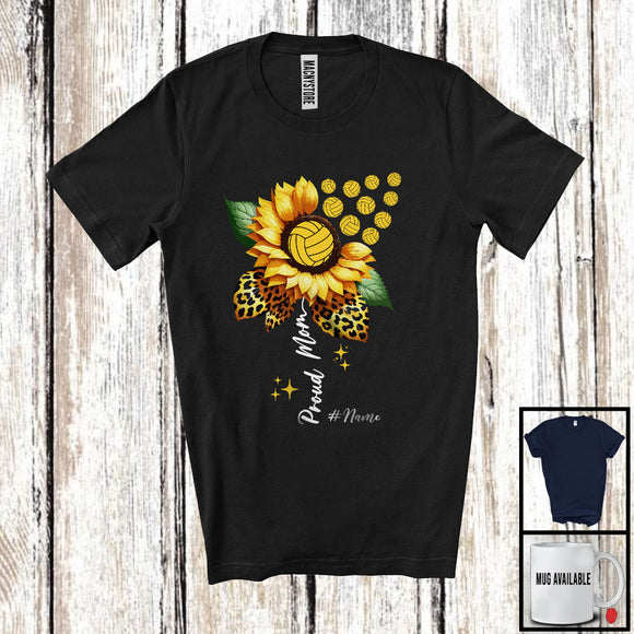 MacnyStore - Personalized Proud Mom; Awesome Mother's Day Sunflower; Custom Name Volleyball Player T-Shirt