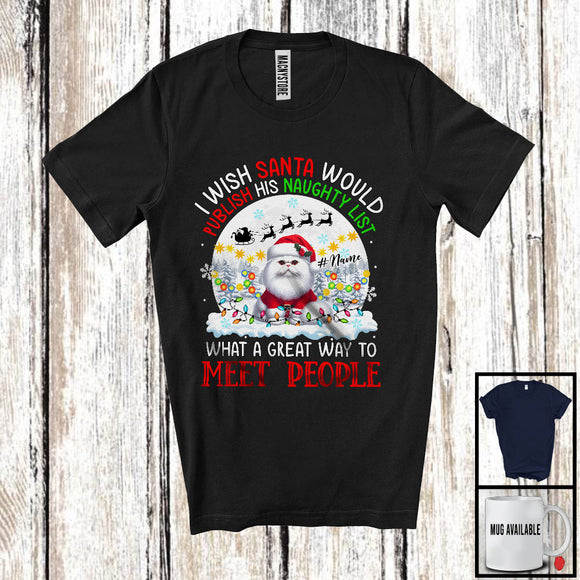 MacnyStore - Personalized Publish His Naughty List; Lovely Christmas Custom Name Cat Santa T-Shirt