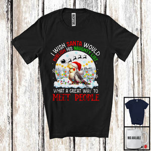 MacnyStore - Personalized Publish His Naughty List; Lovely Christmas Custom Name Cockatiel Santa T-Shirt