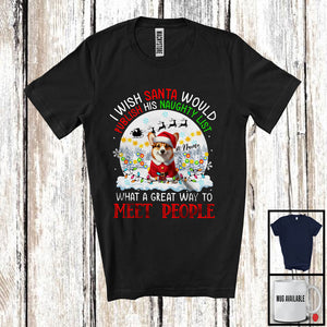 MacnyStore - Personalized Publish His Naughty List; Lovely Christmas Custom Name Corgi Santa T-Shirt