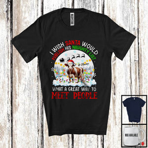 MacnyStore - Personalized Publish His Naughty List; Lovely Christmas Custom Name Cow Santa T-Shirt