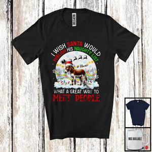 MacnyStore - Personalized Publish His Naughty List; Lovely Christmas Custom Name Donkey Santa T-Shirt