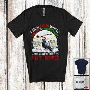 MacnyStore - Personalized Publish His Naughty List; Lovely Christmas Custom Name Pigeon Santa T-Shirt