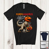 MacnyStore - Personalized Pumpkasaurus; Horror Halloween Mummy T-Rex Dinosaur Custom Name; Pumpkin Candy T-Shirt