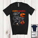 MacnyStore - Personalized Pumpkasaurus; Horror Halloween Skeleton T-Rex Dinosaur Custom Name; Pumpkin Candy T-Shirt