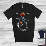 MacnyStore - Personalized Pumpkin Skeleton Playing Bowling, Horror Halloween Custom Name Bowling Player T-Shirt