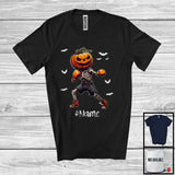 MacnyStore - Personalized Pumpkin Skeleton Playing Boxing, Horror Halloween Custom Name Boxing Player T-Shirt