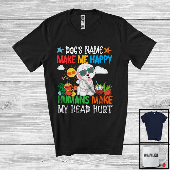 MacnyStore - Personalized Puppy's Custom Name Make Me Happy, Lovely Summer Vacation Bichon Frise T-Shirt