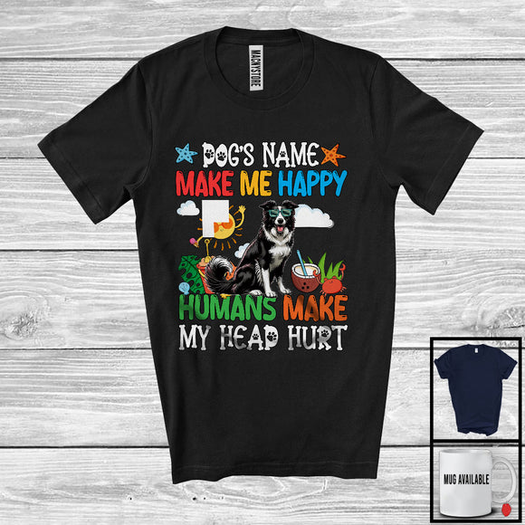 MacnyStore - Personalized Puppy's Custom Name Make Me Happy, Lovely Summer Vacation Border Collie T-Shirt
